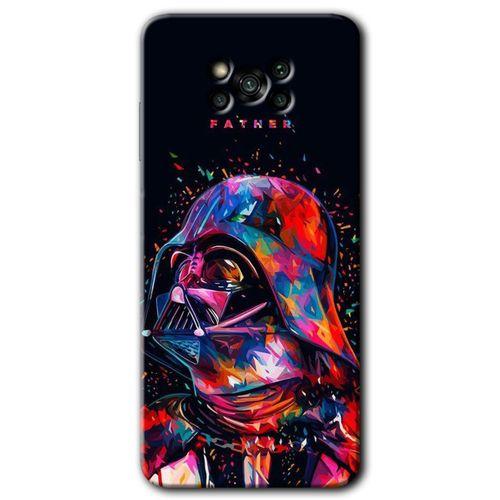 Poco x3 Pro Kılıf Baskılı Kapak - Father Vader + 5D Tam Kaplayan Cam