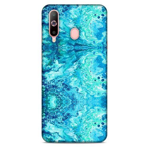 Mermer Desenli (36) Tema Glitter Kılıf Deniz Mavisi Samsung Galaxy A60 Kılıf