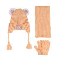 Kitti Kitti Bebe Kız Atkı Bere Eldiven Takım (1-4 Yaş) K24160-01 Şeftali