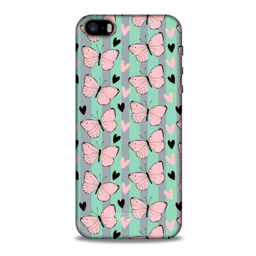 Apple Iphone 5S Kılıf Kelebek Etkisi (43) Thin Fit Kılıf Kahve Yeşil