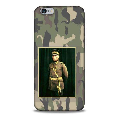 Apple Iphone 6S Kılıf Atatürk (13) Silikon Kap Kamuflaj