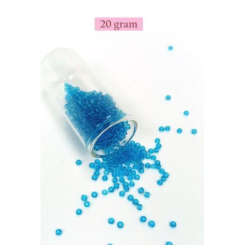 Dökme Cam Kum Boncuk (8/0) 3 mm - 20 Gram - Şeffaf Deniz Mavi - BNC180