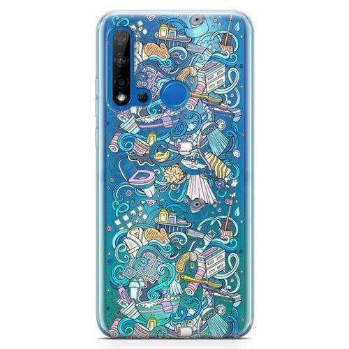 Huawei P20 Lite 2019 Kılıf Doodle Banyo Aksesuarları Arka Kapak Koruma Desenli Full Koruyucu