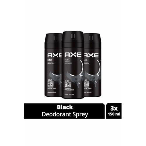 3 Adet Axe Erkek Deodorant  Bodyspray Black 48 Saat Etkileyici Koku Vücut Spreyi 150 ml