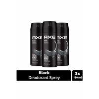 3 Adet Axe Erkek Deodorant  Bodyspray Black 48 Saat Etkileyici Koku Vücut Spreyi 150 ml
