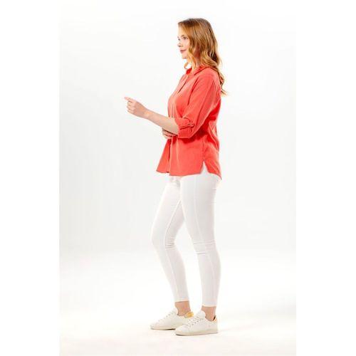 Uzun Kol Vual Avşar Yazlık Gömlek Mercan Mrcn