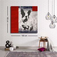 Dekoratif Baskı illüstrasyon Köpek Kare Kanvas Tablo