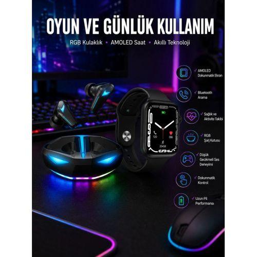 Yeni Nesil Akıllı Saat Ve Kablosuz Kulaklık Kampanyası İkili Set Bluetooth Bağlantılı
