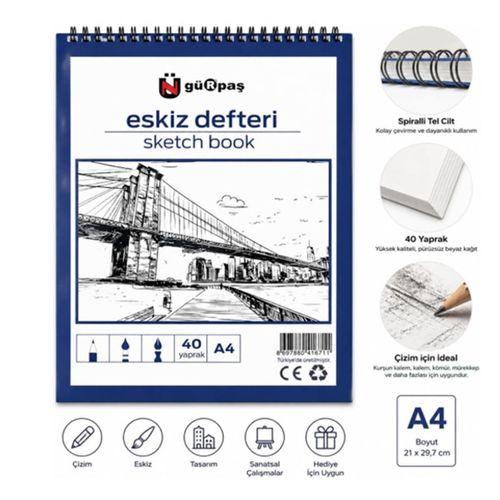Gürpaş Eskiz Defteri A4 40 Yaprak Spiralli