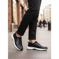 BA0244 İçi Dışı Hakiki Deri Bantlı Rahat Taban Casual Siyah Erkek Ayakkabı