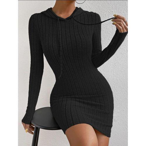 Kadın Kapşonlu Likralı Kaşkorse Mini Elbise