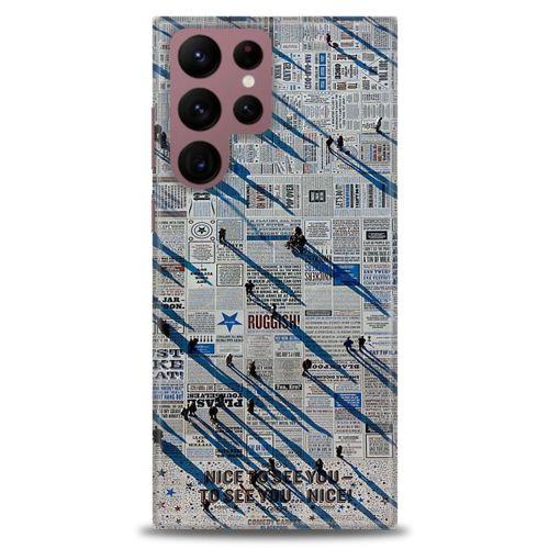 Samsung Galaxy S22 Ultra Kılıf HD Baskılı Kılıf - Gazete + Tam Ekran Koruyucu