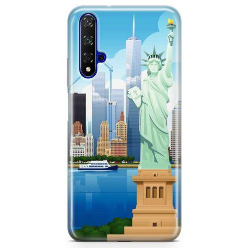Huawei Nova 5t Kılıf Özgürlük Heykeli Newyork Arka Kapak Koruma Desenli Full Koruyucu