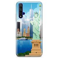 Huawei Nova 5t Kılıf Özgürlük Heykeli Newyork Arka Kapak Koruma Desenli Full Koruyucu