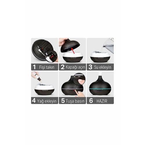 Hava Nemlendirici 7 Led Işıklı Aromatik Oda Kokusu 550 Ml Kahve Aroma Difüzörü Buhar Makinası