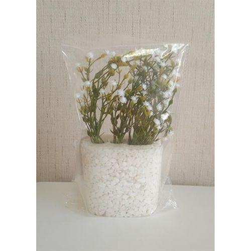 2 Adet Vazo Dahil,Vazoda Çiçek,Beyaz Yapay Çiçek,Vazo Dekoratif Deniz Taşı El Yapımı 10X5X14Cm