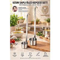 Uzun Saplı Yağ Şarap Sos Ölçü Kepçesi Seti İkili Kanca Askılı Likit Dozajlayıcı Maşrapa 18/10 Paslanmaz Çelik 723751