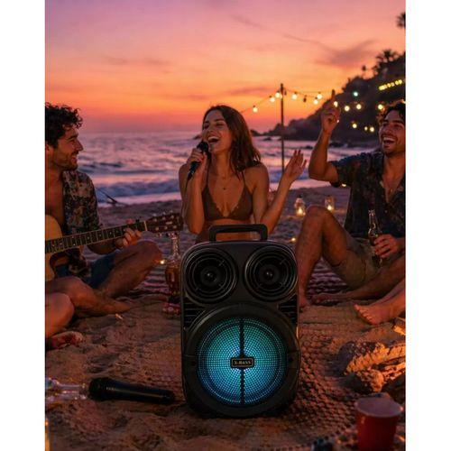 Taşınabilir Bluetooth Speaker Mikrofonlu Karaoke Hoparlör Rgb Işıklı 6.5 İnç Güçlü Ses