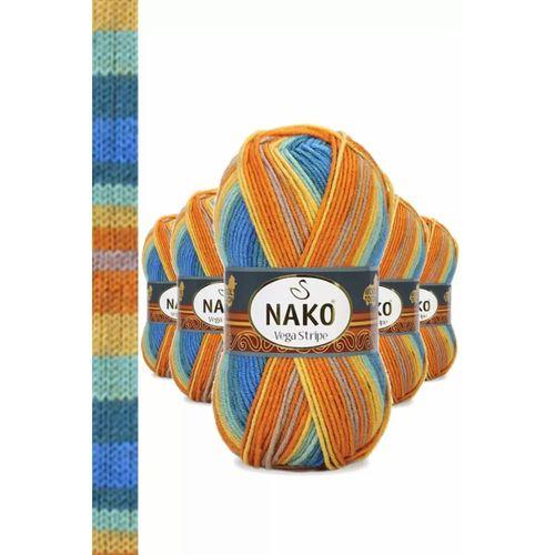 5 Adet Vega Stripe Premium Akrilik El Örgü İpi Yünü No: 82421