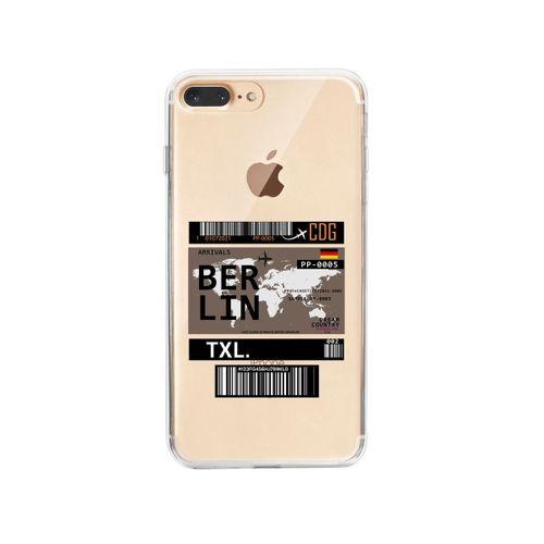 iPhone 7 Plus Berlin Bilet Tasarımlı Premium Şeffaf Silikon Kılıf