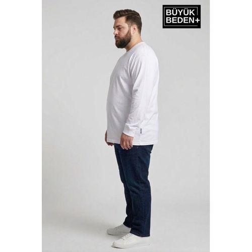 Erkek Büyük Beden 3 lü Set Uzun Kollu 2 İplik Bisiklet Yaka Tişört SPR26BEA942+3