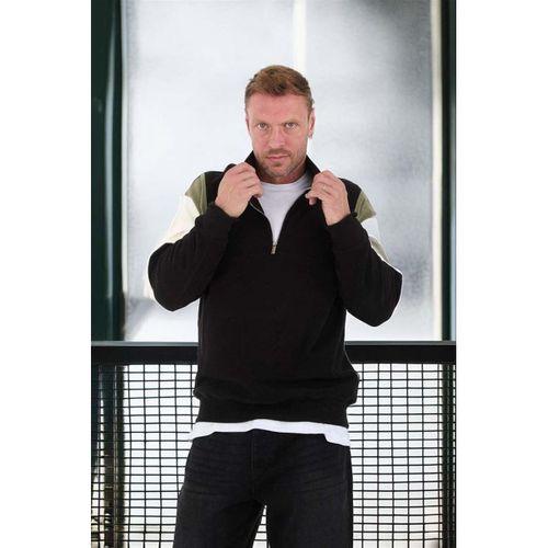 Oversize Erkek Kolları Garnili Selanik Örme Erkek Sweatshirt - Siyah