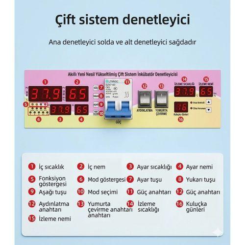 528 Yumurta Kapasiteli Endüstriyel Kuluçka Makinesi - 3 Çeşit Viyollu, Çıkım Sepetli + Isı Lambası Hediyeli