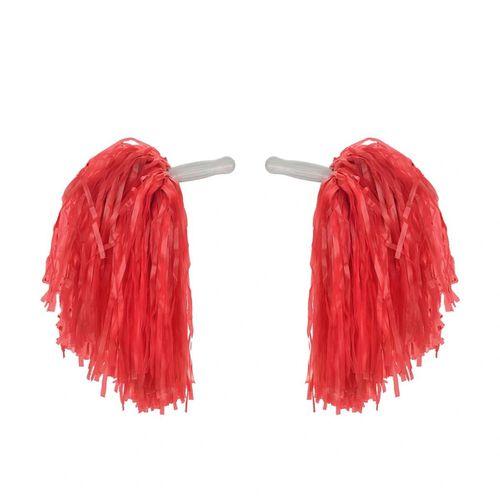 1 Çift ( 2 Adet ) Kırmızı Renk 23 Nisan Gösteri Ponponu