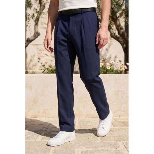 Baruchel Pileli Baggy Kalıp Kumaş Erkek Pantolon - Lacivert