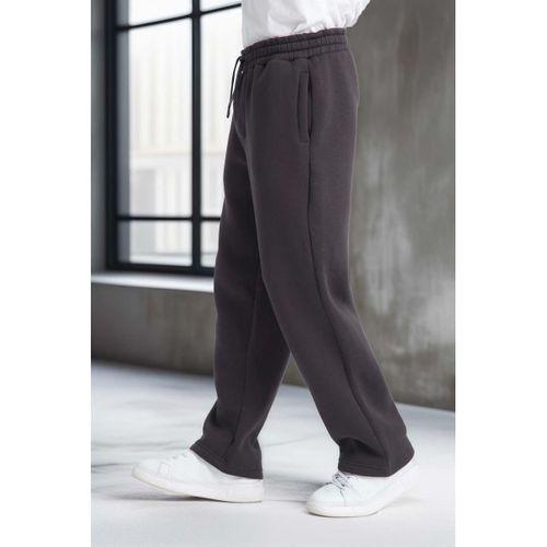 Baggy Kalıp 3 İplik Şardonlu Erkek Eşofman Altı - Füme