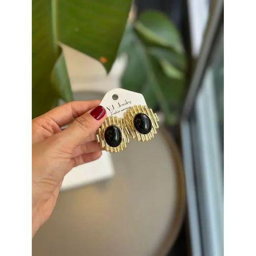 Taşlı Küpe - Siyah