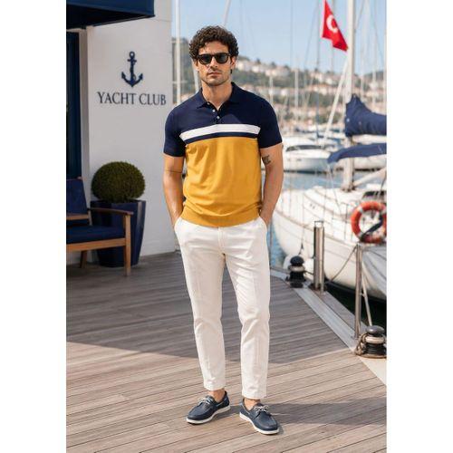ALEXANDERGARDI Polo Yaka Düğmeli Renk Bloklu Triko T-shirt