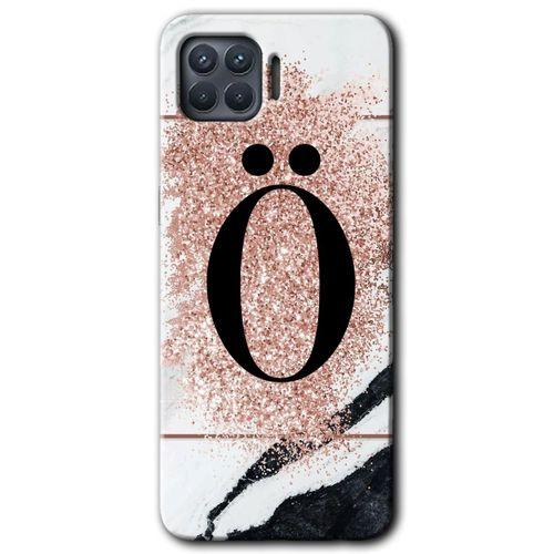 Oppo Reno 4 Lite HD Baskılı Kılıf + 9D Tam Ekran Koruyucu - Pembe Mermer Desenli Ö Harfi