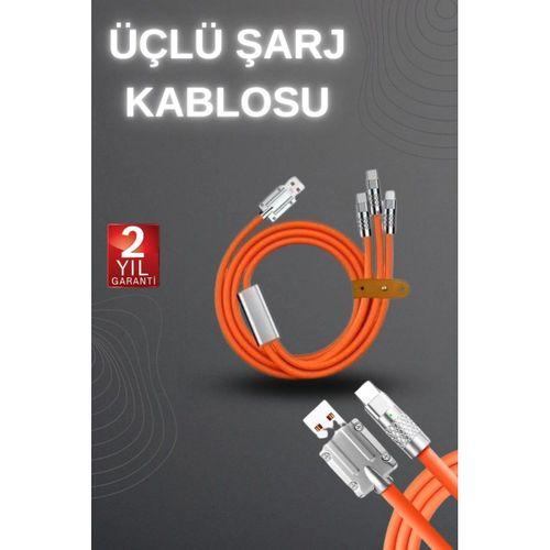 120w Hızlı Şarj Kablosu Turuncu Yüksek Güç Kapasitesi Çoklu Şarj Girişi