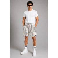 Erkek Dokuma Şort Etnik Desenli Lastikli Bağcıklı Bel Cepli Yazlık Rahat - Bej