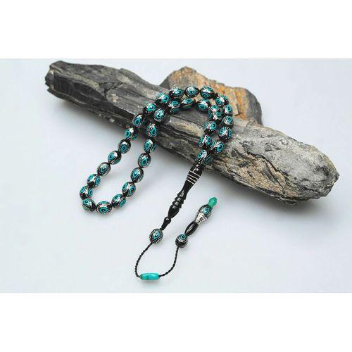 Oltu Taşı ve Turkuaz Mineli Damla Tespih