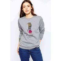 Friends Kalpli Kızlar Friends Baskılı Gri Kadın Sweatshirt