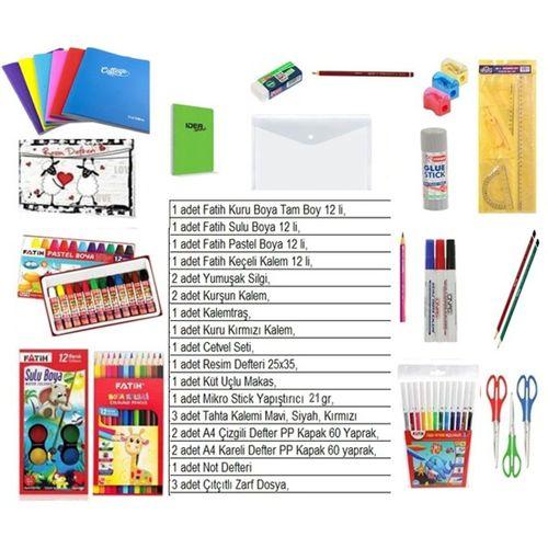 Okul Kırtasiye Seti 2.3.4.Sınıf 25 Parça, Boyalar Fatih