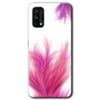 MRCİLETİSİM Realme 7 Pro Kılıf Baskılı Kapak - Pembe Tüy + 5D Tam Kaplayan Cam
