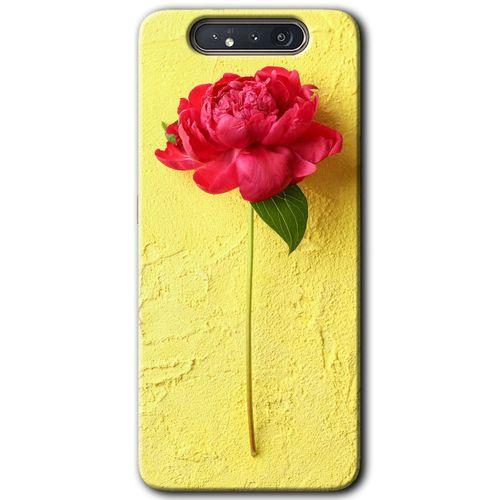 Galaxy A80 Kılıf HD Desen Baskılı Arka Kapak - Kırmızı Gül