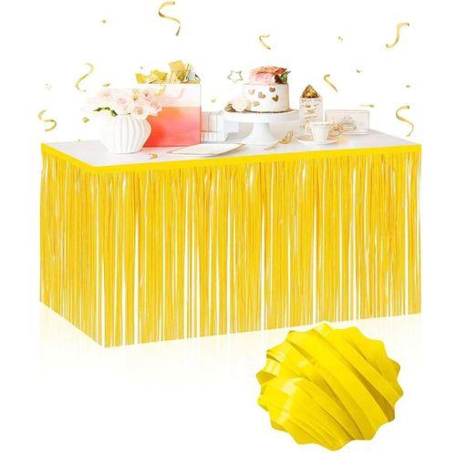 Nessiworld Kendinden Yapışkanlı Makaron Sarı Püsküllü Masa Eteği – 75 x 275 cm Parti Süslemesi
