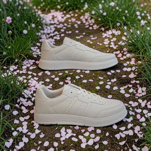 Darkstep 158 Beyaz Cilt Düz Taban Spor Ayakkabı