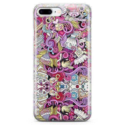 Apple iPhone 8 Plus Kılıf Sevgili Doodle Arka Kapak Koruma Desenli Full Koruyucu