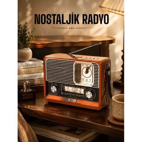 Ahşap Görünümlü Retro Bluetooth Radyo Usb,aux Ve Sd Kart Girişli