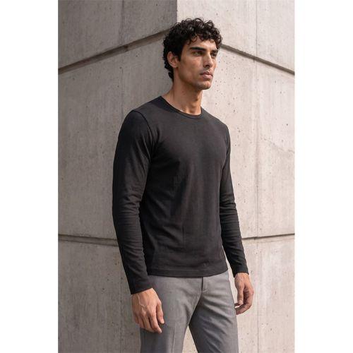 Ribera Regular Fit Pamuklu Likralı Fitilli Erkek Sweatshirt - Siyah