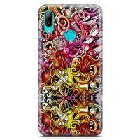 Huawei Y7 2019 Kılıf Örgücü Doodle Arka Kapak Koruma Desenli Full Koruyucu