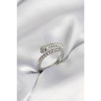 Yılan Model Gümüş Renk Zirkon Taşlı Kadın Yüzük