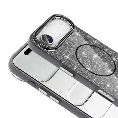 Apple iPhone 17 Air Kılıf M-safe Şarj Özellikli Parlayan Simli Zore Okso Kapak