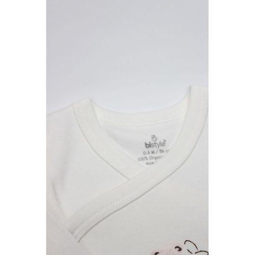 Bistyle Kruvaze Body Yarım Kol Love You Family 17144 Pudra