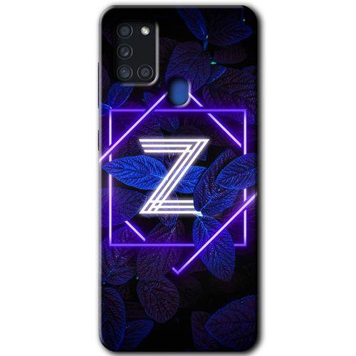 Galaxy A21s Kılıf HD Desen Baskılı Arka Kapak - Dark Neon Yaprak Z Harfi + Kırılmaz Cam
